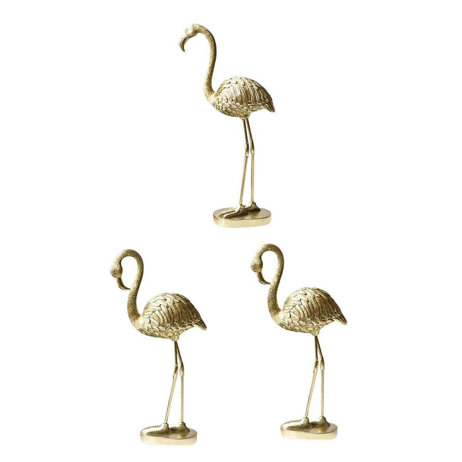 Amazon.co.jp: Wxqbjtam 3xゴールドフラミンゴ置物像樹脂動物彫刻